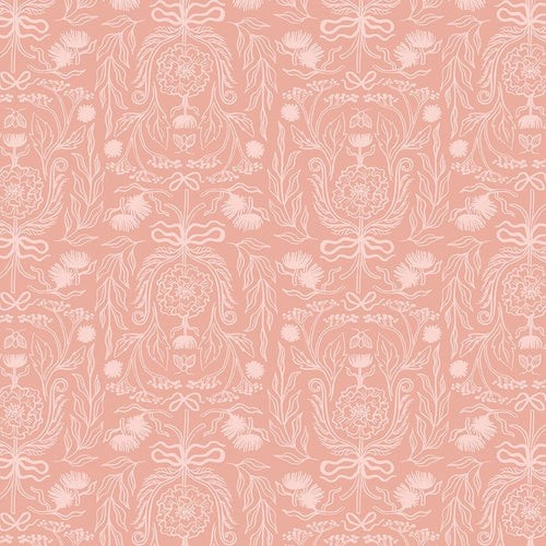 Rae Ritchie Dear Stella Designs Fabrics Swan Song cotton quilt bag garment fabric soft peachy pink nectar background cream fancy floral coordinate 