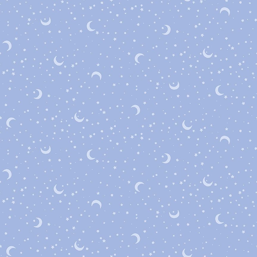 Dear Stella Forest Melody Starry Starry Night baby blue scattered small stars and fingernail moons quilt cotton winter theme