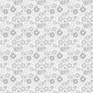 Dear Stella low volume flowers floral various sized flowers in shades of grey gray on white background basics cotton quilt fabric bags