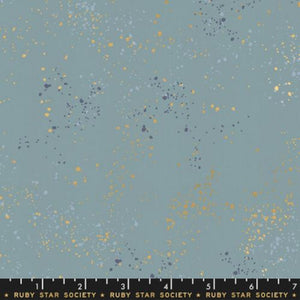 Ruby Star Society Rashida Coleman Hale Speckled Soft Blue tone on tone scattered speckles with gold overlay quilt weight cotton Moda Fabrics
