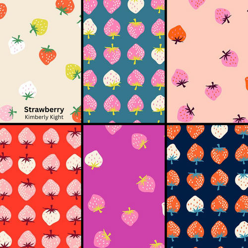 Ruby Star Society Kimberly Kight Moda fabrics cotton quilt garment bag strawberry short stack fat quarter bundle mixed prints pink navy red orange citron teal aqua