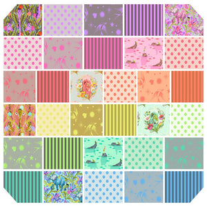PreOrder Fat Quarter bundle Everglow and Neon True Colors by Tula Pink for Freespirit fabrics hippos giraffe lion elephant seal in neon pink green yellow blue quilt fabric 