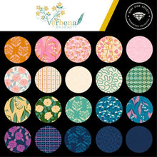 Load image into Gallery viewer, Verbena collection fat quarter bundle Jen Hewitt for Ruby Star Society Moda Fabrics navy purple gold pink blue peonies lily of the valley sweet peas roses quilt weight cotton 
