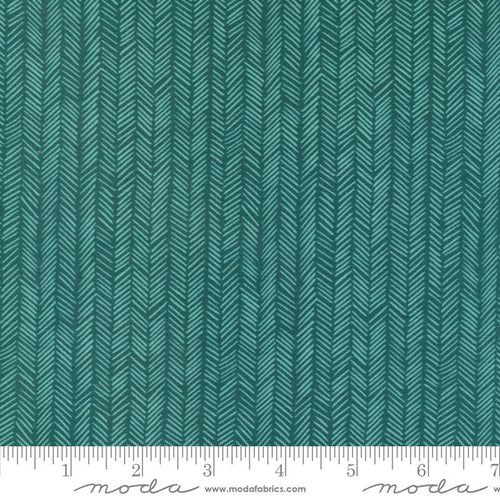 Willow Ambrose Lagoon by 1 Canoe 2 for Moda cotton quilt fabric garments bags dark teal background  herringbone stripe tone on tone irregular rows