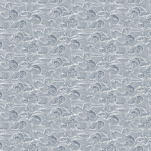 Colony blue Salty nautical fabric  white layered ocean waves Dear Stella Fabrics cotton quilt weight fabric for quilts garments home sewing bags