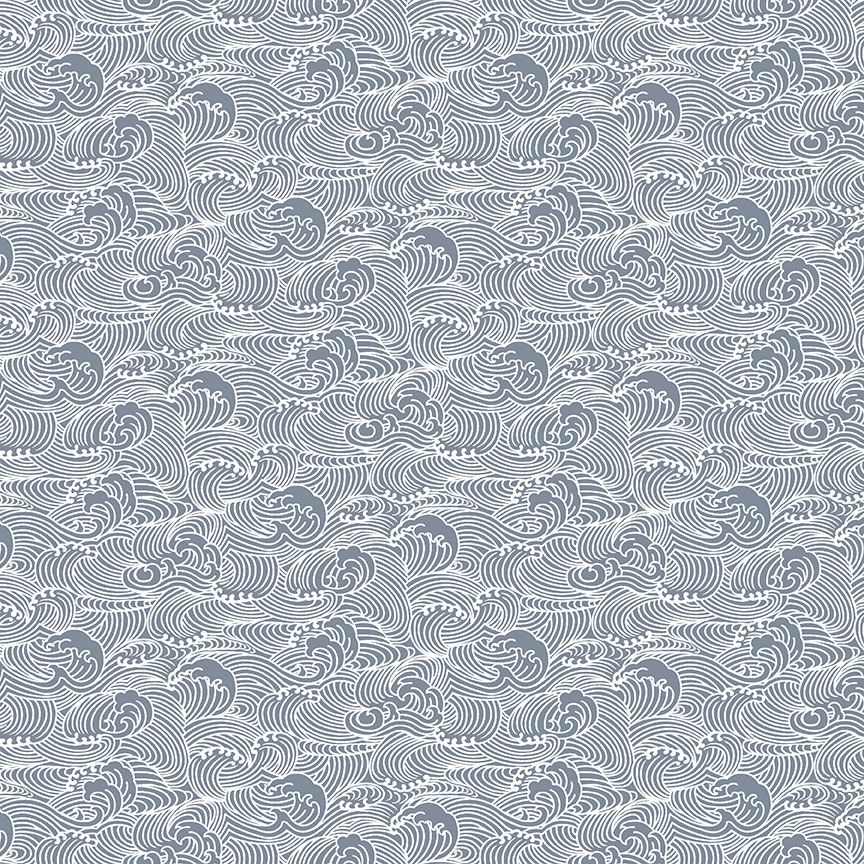 Colony blue Salty nautical fabric  white layered ocean waves Dear Stella Fabrics cotton quilt weight fabric for quilts garments home sewing bags