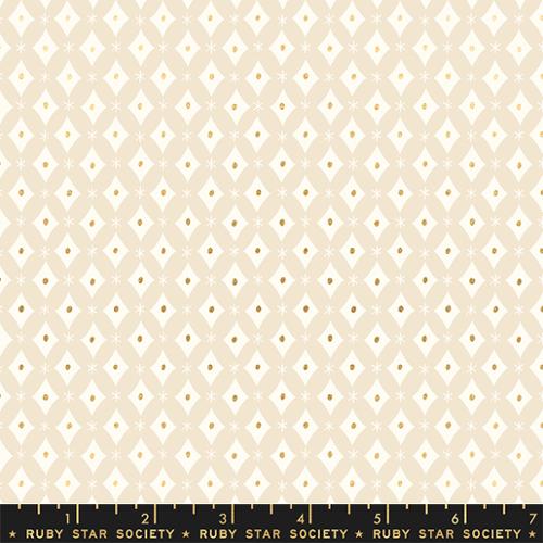 Reverie low volume in natural with metallic background Melody Miller Ruby Star Society for Moda fabrics high quality cotton quilt weight fabric for quilts bags garments clothing sewing projects Diamond lattice with metallic accents.  
