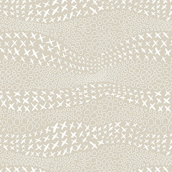 Big Crush in Champagne Dear Diary Libs Elliott Andover Fabrics Century Prints X O in cream on light stone tan background low volume cotton material quilt garmen sewing 