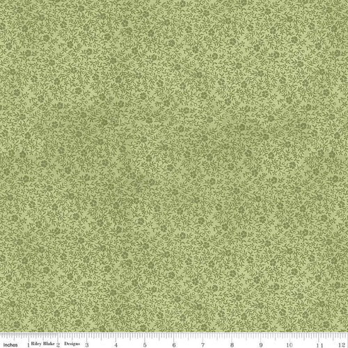Art Journal by J. Wecker Frisch for Riley Blake Designs cotton quilt weight fabric for quilting sewing bags garments project  tone on tone small calico flowers in green on soft sage green background