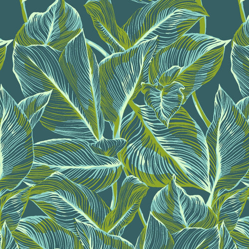 Anna Maria Horner Made My Day Canna Jade Banana Leaf Green Foliage Cotton Quilt Fabric Material Free Spirit