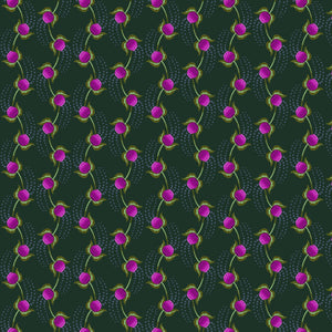 Anna Maria Horner Made My Day Collection Cheer in Forest Green Vibrant Hot Pink Flower Buds Free Spirit Fabric Cotton Quilt Garment Material