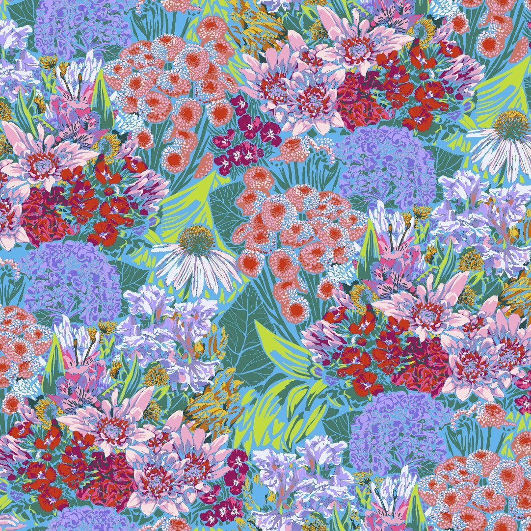 Anna Maria Horner Made My Day Collection Secret Admirer Whisper lavender orange pink green blue Flowers Buds foliage Free Spirit Fabric Cotton Quilt Garment Material