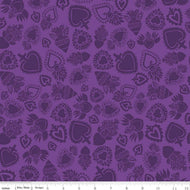 Amor Eterno Kathy Cano-Murillo Crafty Chico Riley Blake Designs Fabric Dia  de Muertos Day of the Dead Sacred Hearts Purple Celebration Mexican Hispanic  colorful cotton novelty fabric material quilt sewing projects crafting