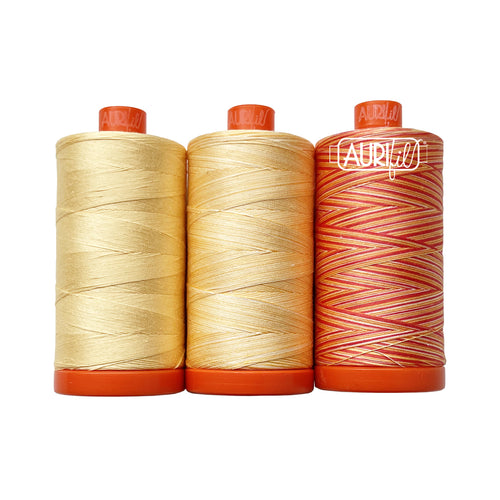 Bird of Paradise yellow orange red Aurifil Flora 2022 Color Builder Thread Set variegated solid pre-order preorder