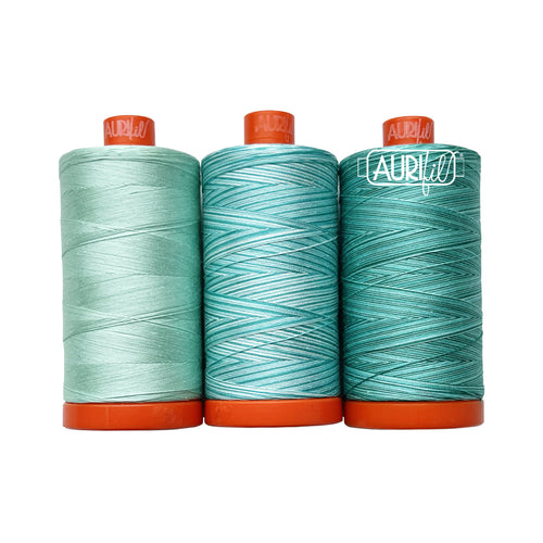 Jade Vine Blue Green Aqua Teal Aurifil Flora 2022 Color Builder Thread Set variegated solid pre-order preorder