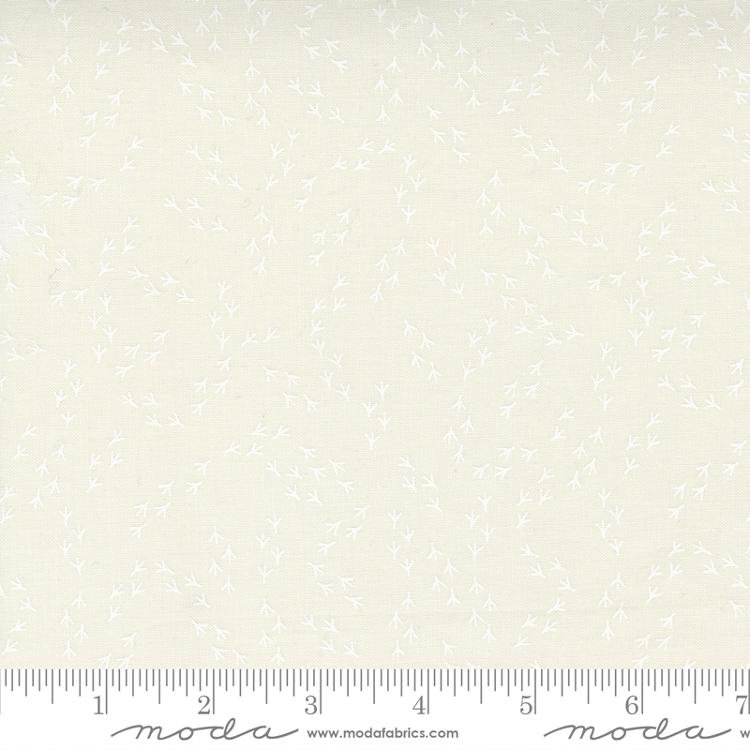 Birdsong by Gingiber for Moda Fabrics Brid Dance in Cloud White tone on tone low volume cream chicken foot feet tracks on soft cream background high quality quilt weight cotton for quilting bags sewing projects