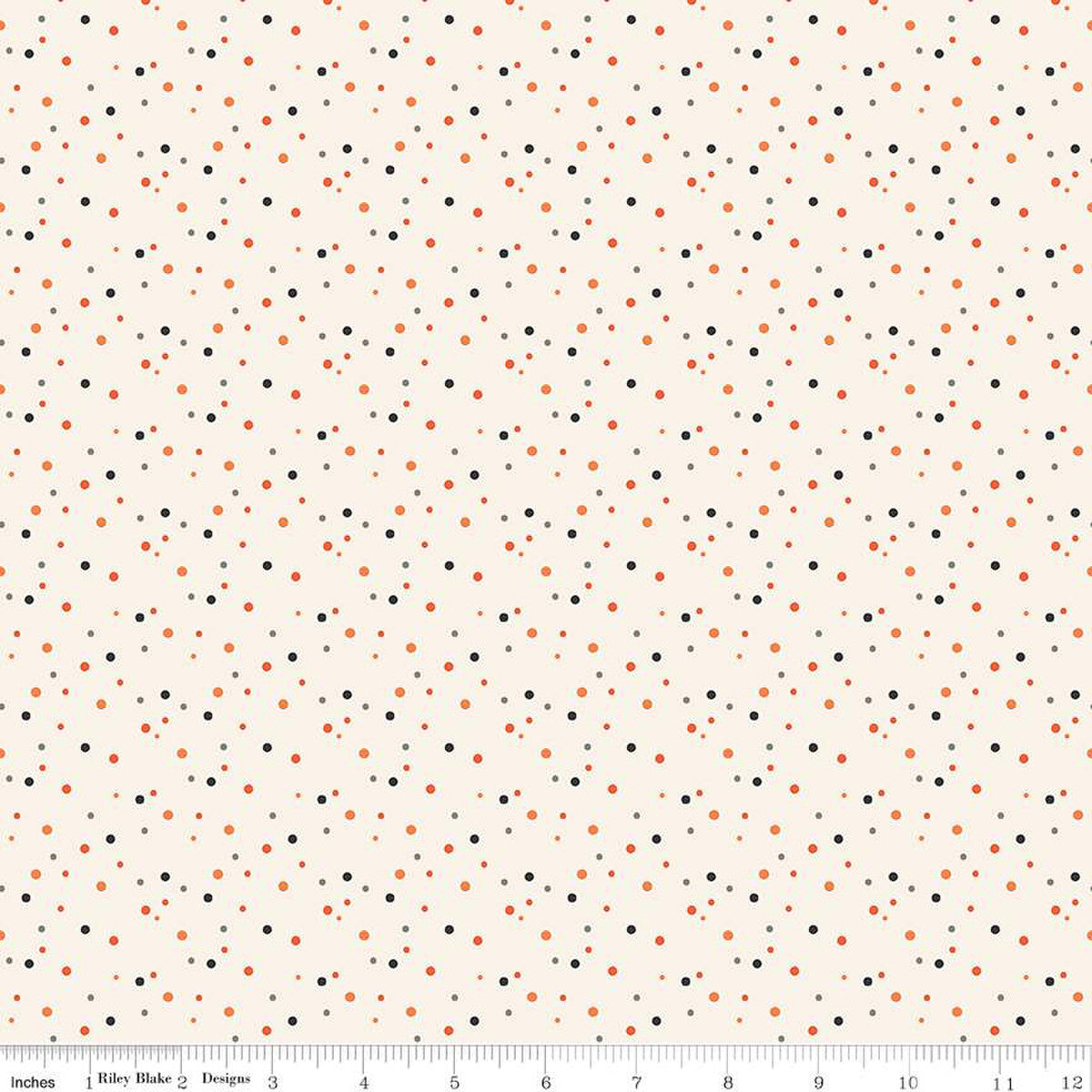 Hey Bootiful Plaid Offwhite Halloween Basic Background Riley Blake Designs charcoal orange rust irregular dots polka on off white background cotton quilt weight material fabric