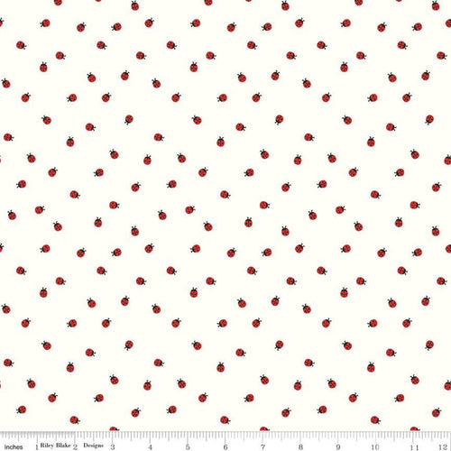 Red Hot Collection Ladybugs on White Cream Citrus and Mint for Riley Blake Designs Cotton Quilt Fabric Material ladybugs ladybirds 