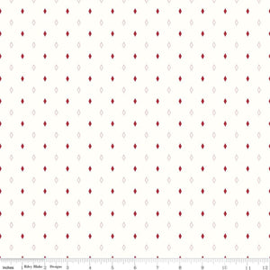 Red Hot collection red diamonds on off white backround designed by Amanda Castor for Riley Blake Designs cotton quilt fabric material garments bags 