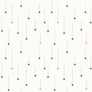 Starfall in Off White  from the Imagine collection by Quiet Play Kristy Lea for Riley Blakes Designs rainbow and navy falling stars hanging by a thread on off white background high quality material for quilts garments bags and other sewing projects