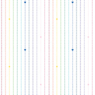 Dashing in White from the Imagine collection by Quiet Play Kristy Lea for Riley Blakes Designs rainbow stitch dash lines with occasional heart hexie star on a white background high quality material for quilts garments bags and other sewing projects