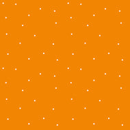 Hexie Sprinkle on Orange from the Imagine fabric collection by Quiet Play Kristy Lea for Riley Blakes Designs scattered tiny white hexie hexy geometric shapes on a citrus orange background  high quality material for quilts garments bags and other sewing projects
