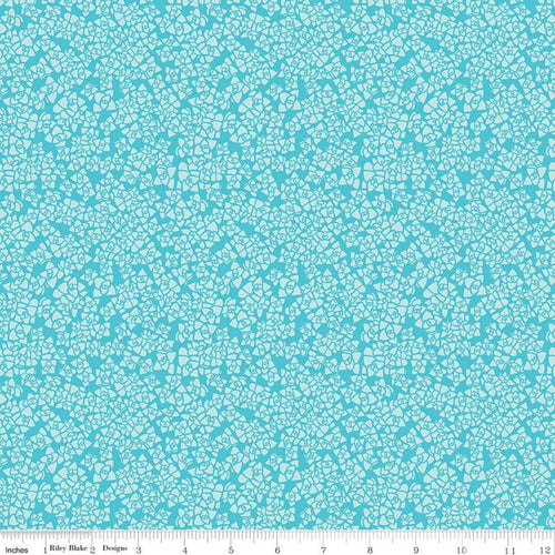 small densely clustered tone on tone succulents in light blue on a turquoise peacock blue background Arid Oasis Lush in Peacock Blue by Melissa Lee for Riley Blake Designs  high quality cotton fabric for quilts garments clothing sewing projects bags 