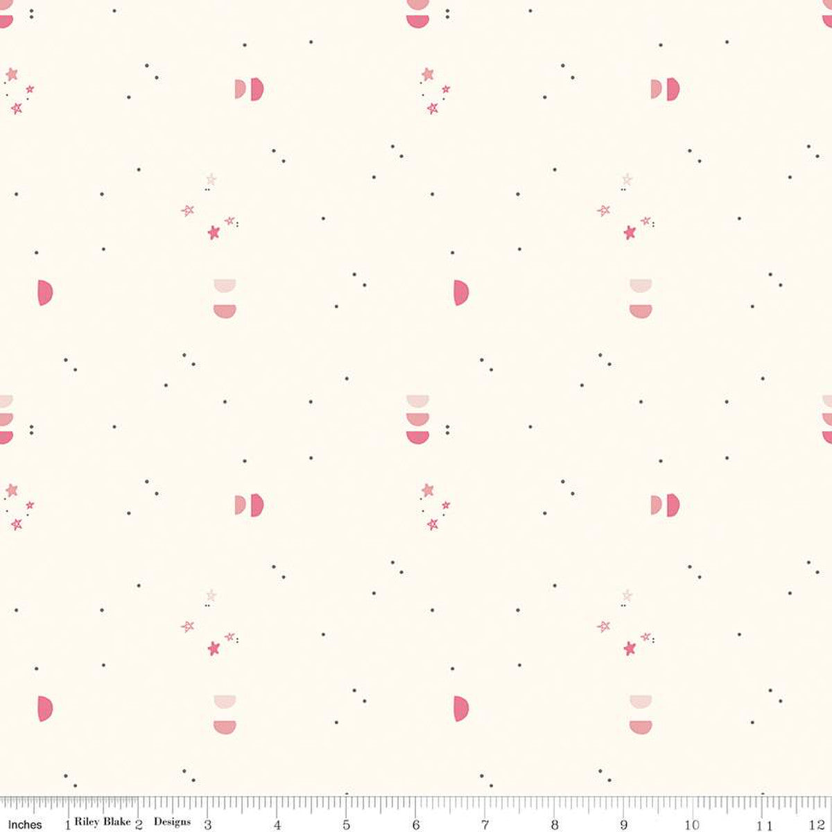 South Hill by Fran Gulick for Riley Blake designs fabric low volume blush pink confetti shapes and navy pindots on cream background tone on tone quilt weight fabric for quilting sewing garments clothing 