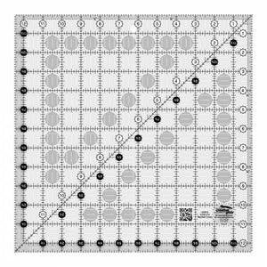 creative grids ruler 12.5" square grid non slip 45 degree angle 1/2, 1/4, 1/8 inch increments