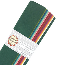 Load image into Gallery viewer, Corinne LaPierre wool felt mix bundle Bohemian  shades green red pink teal blue yellow10 sheets made in Britain
