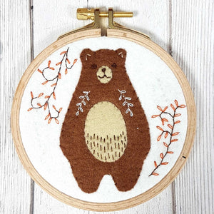 Folk Bear Wool mix felt applique hoop kit Corinne LaPierre embroidery 