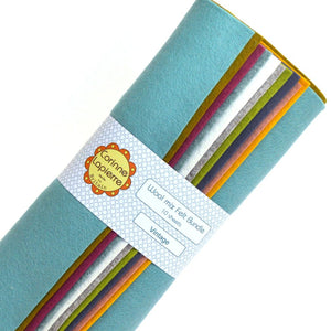 Corinne LaPierre Felt Bundle 10 Sheets Vintage Yellow Blue Green Cream Wool Mix Embroidery Felting