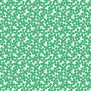 Four Leaf Clover from Wild and Free Collection by Loes Vanoosten for Cotton and Steel fabrics kelly green clovers densely clustered on a soft white background material for quilting garments bags sewing projects lucky