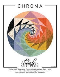 Chroma quilt pattern by Taralee Quiltery 60" circle throw quilt templates traditionally pieced jagged swirls make a colorful circle pattern only coloring pages and instructions for continuous bias binding