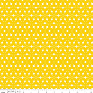 Colour Wall Geo Print in Yellow by Sue Daley Designs for Riley Blake Fabrics Cheerful sunshine shade of yellow repeating print high qulaity cotton quilt sewing garment fabric
