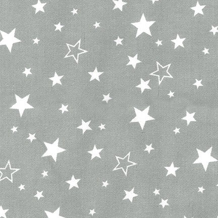 cotton flannel 5 oz grey background white stars