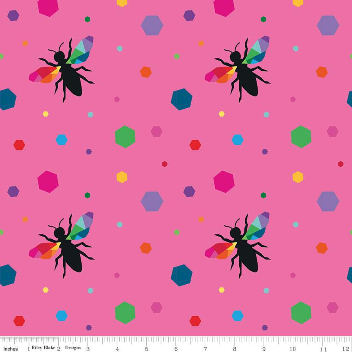 create hexie bees pink kristy lea rainbow colors