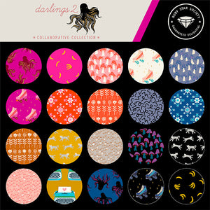 Ruby Star Society Darlings 2 cotton quilt fabric new collection roller skates octopus bananas flowers squiggles scribbles mushrooms typewriter Moda fabrics fat quarter bundle pre-order reservation