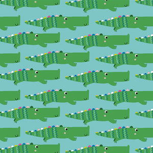Dashwood Studios Fabrics Rainbow Friends Animals Alligator Pom Poms kids fabric cotton quilting