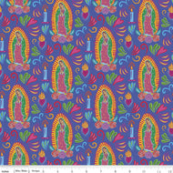 Our Lady of Gaudalupe Eleanor Crafty Chica Kathy Cano-Murillo Riley Blake Designs cobalt candle Mother Mary praying cotton quilt fabric milagro Mexico Mexican style colorful