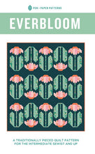 Load image into Gallery viewer, Everbloom Quilt Pattern by Pen + Paper pattern designs traditionally pieced intermediate skill level cactus flower with leaves coneflower multiple sizes
