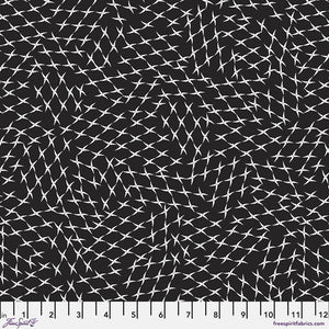 Victoria Findlay Wolfe Night Fancy Free Spirit Fabrics quilt fabric material cotton Wander in Black small white irrecgular stars creating movement on a black background
