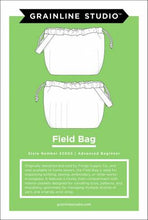 Load image into Gallery viewer, Field Bag Pattern by Grainline Studio Style number 32002 Advanced Beginner instructions for making knitting embroidery sewing shopping pool bag with many interior pockets
