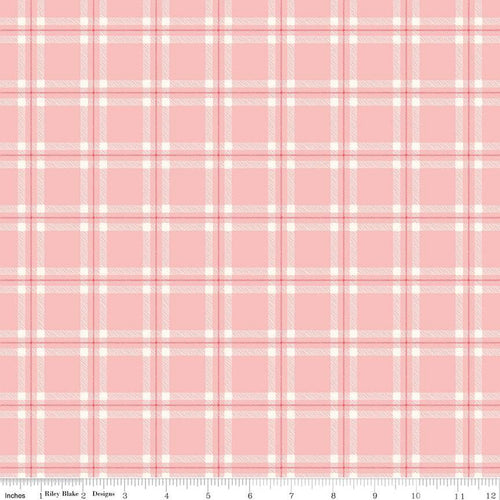 Glamp Camp by My Mind's Eye for Riley Blake Designs pink and white picnic plaid cotton fabric for quilting sewing garments material