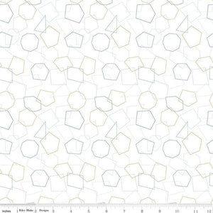 Hush Hush low volume collection Riley Blake Designs Shape Up Amanda Castor overlapping polygons green gray cotton quilting fabric material