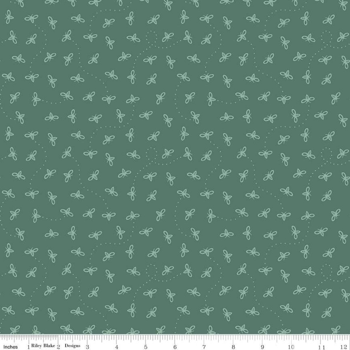 Harmony Bees Teal tone on tone cotton quilting fabric Melissa Lee for Riley Blake Designs 