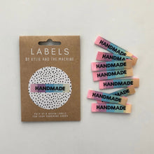 Load image into Gallery viewer, Handmade Rainbow woven labels made and packaged by Kylie and the Machine.
