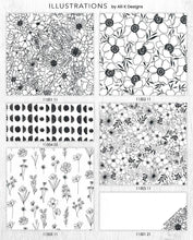 Load image into Gallery viewer, black and white hand drawn lines Alli K designs cotton
