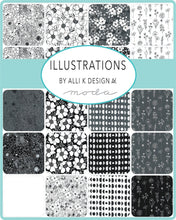 Load image into Gallery viewer, black and white hand drawn lines Alli K designs cotton
