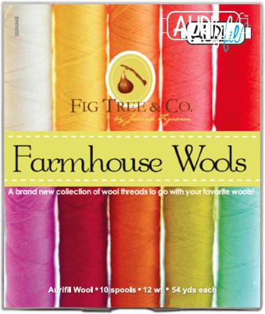 Farmhouse Wools Collection 10 Small Spools Wool 12wt Aurifil by Fig Tree & Co.